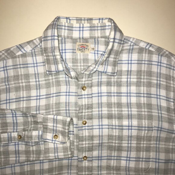 Men's Faherty Stretch Featherweight Flannel Long Sleeve Shirt-Size M (MWF2109) - Picture 3 of 13
